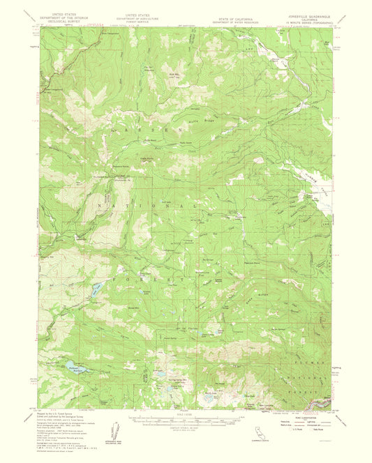 Topographical Map - Jonesville California Quad - USGS 1963 - 23 x 28.64 - Vintage Wall Art