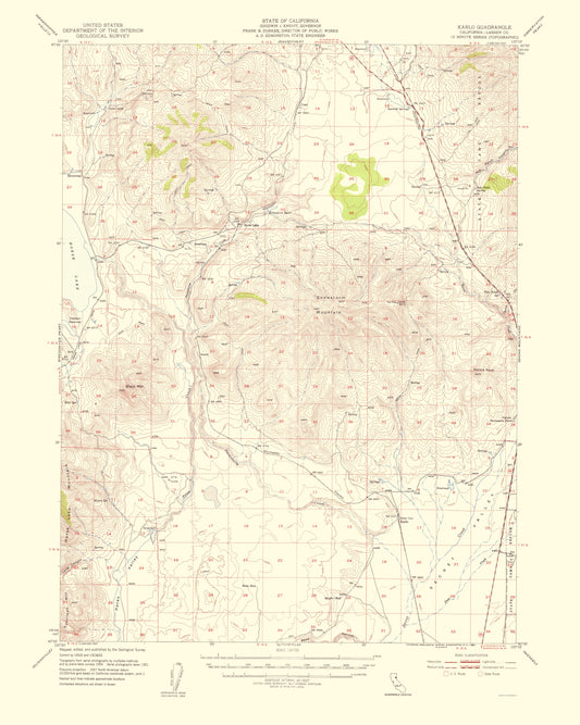 Topographical Map - Karlo California Quad - USGS 1955 - 23 x 28.76 - Vintage Wall Art