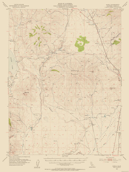 Topographical Map - Karlo California Quad - USGS 1954 - 23 x 30.76 - Vintage Wall Art