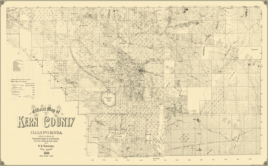 Historic County Map - Kern County California - Macmurdo 1892 - 23 x 37.00 - Vintage Wall Art