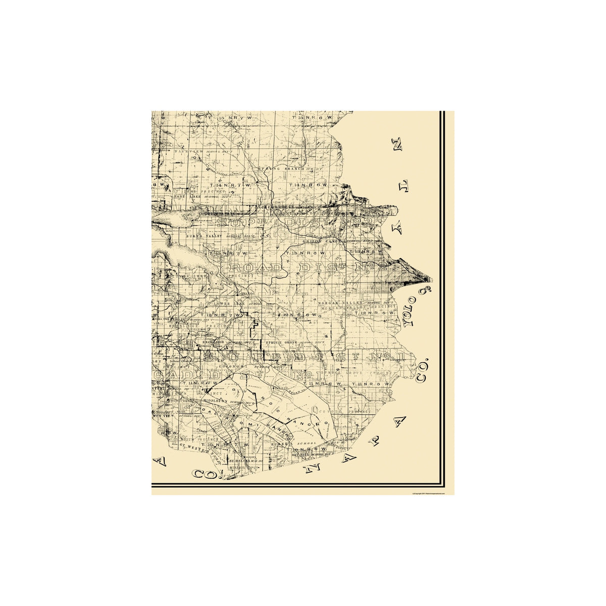 California Rice County Map Historic County Map - Lake County California - Rice 1892 - 23 x 29.19 ...
