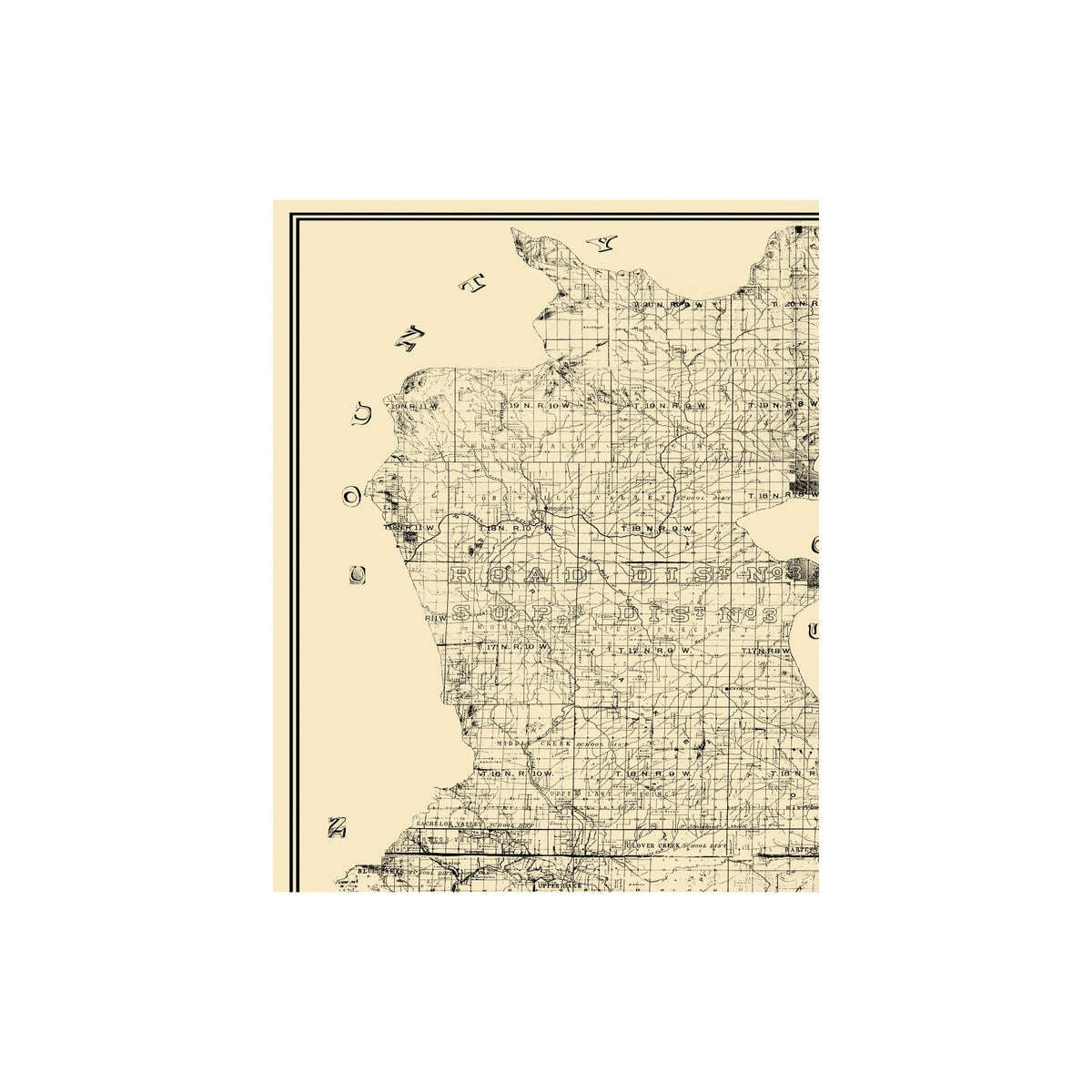 California Rice County Map Historic County Map - Lake County California - Rice 1892 - 23 x 29.19 ...