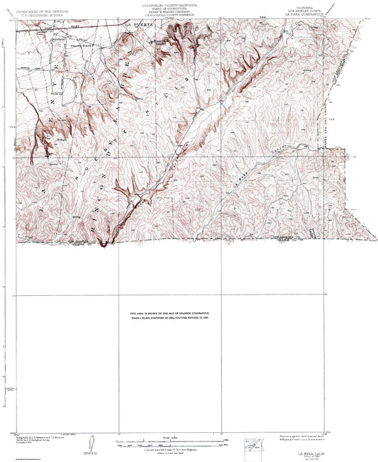 Topographical Map - La Brea California Quad - USGS 1928 - 23 x 28.73 - Vintage Wall Art