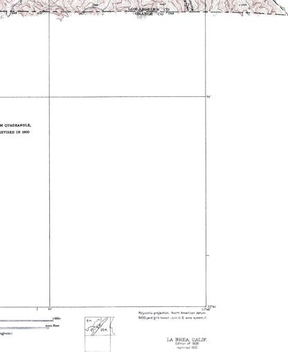 Topographical Map - La Brea California Quad - USGS 1928 - 23 x 28.73 - Vintage Wall Art
