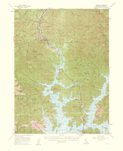 Topographical Map - Lamoine California Quad - USGS 1957 - 23 x 28.25 - Vintage Wall Art