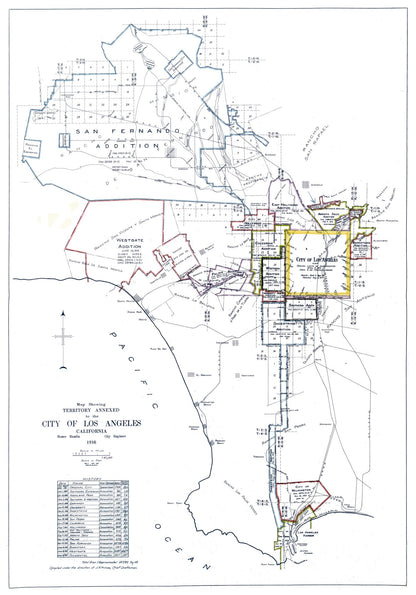 Historic City Map - Los Angeles California Annexed - Hamlin 1916 - 23 x 32.91 - Vintage Wall Art