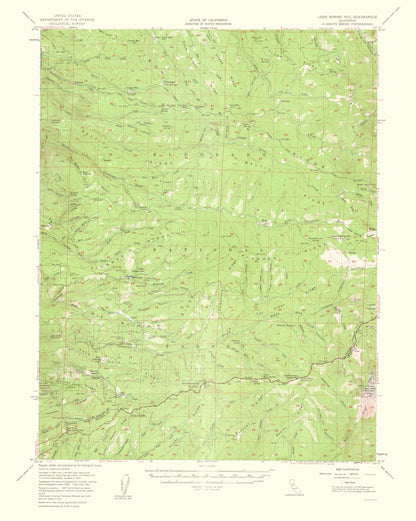 Topographical Map - Leek Spring Hill California Quad - USGS 1962 - 23 x 28.82 - Vintage Wall Art