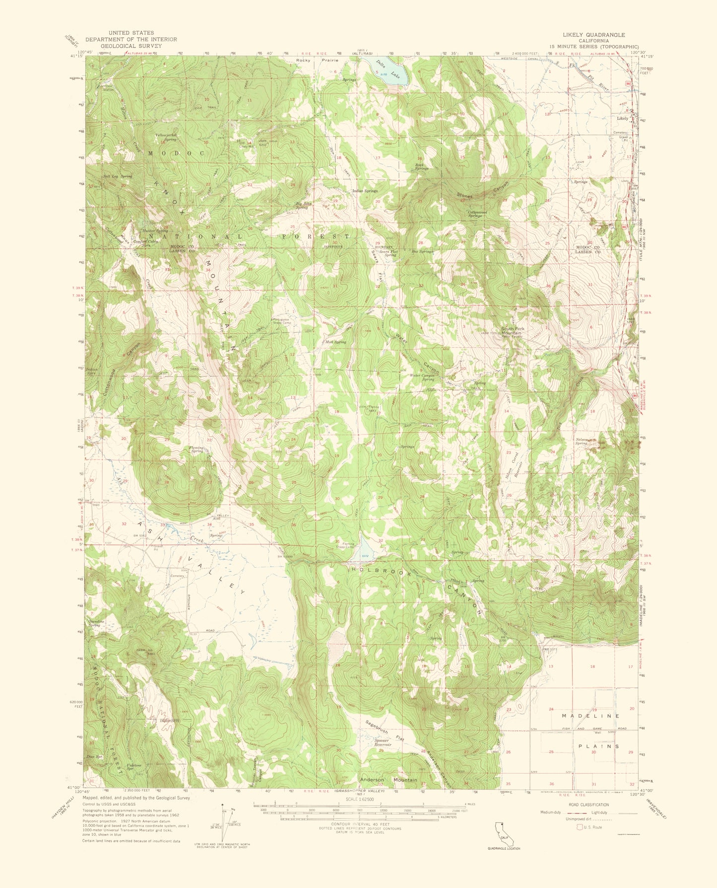 Topographical Map - Likely California Quad - USGS 1964 - 23 x 28.46 - Vintage Wall Art