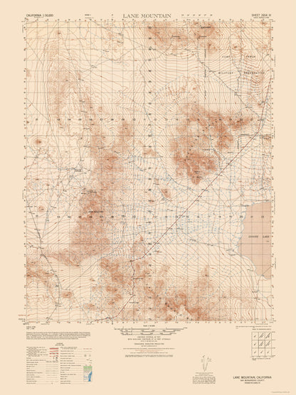 Topographical Map - Lane Mountain Sheet - US Army 1948 - 23 x 30.74 - Vintage Wall Art