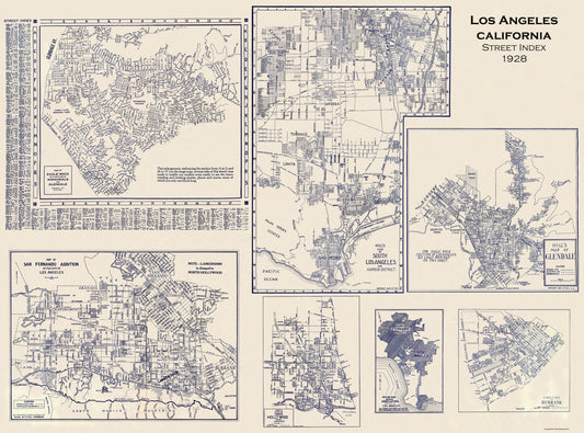 Historic City Map - Los Angeles California Street Index - Hill 1928 - 31.06 x 23 - Vintage Wall Art