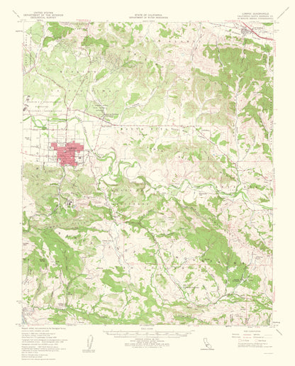 Topographical Map - Lompoc California Quad - USGS 1961 - 23 x 28.54 - Vintage Wall Art