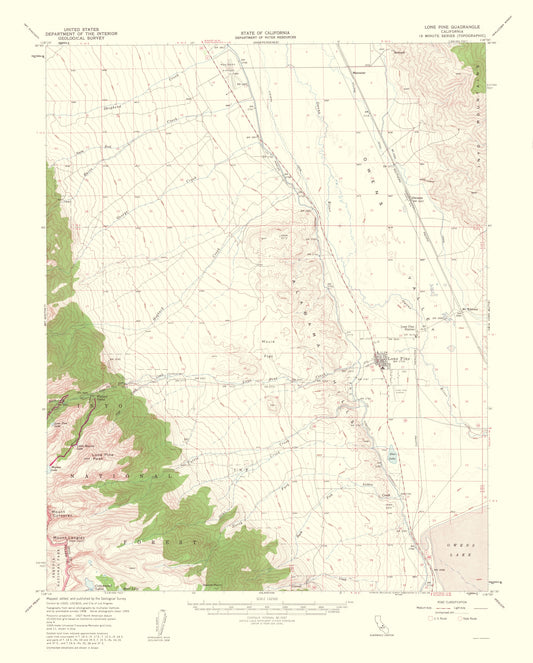 Topographical Map - Lone Pine California Quad - USGS 1962 - 23 x 28.58 - Vintage Wall Art