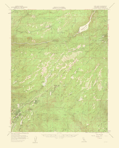 Topographical Map - Long Barn California Quad - USGS 1962 - 23 x 28.53 - Vintage Wall Art