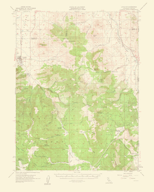 Topographical Map - Loyalton California Nevada Quad - USGS 1960 - 23 x 28.60 - Vintage Wall Art