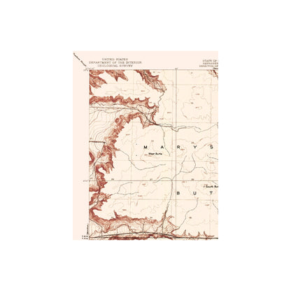 Topographical Map - Marysville Buttes California Quad - USGS 1912 - 23 x 29.90 - Vintage Wall Art