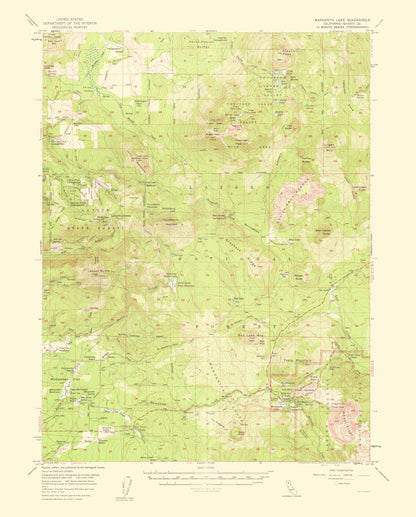 Topographical Map - Manzanita Lake California Quad - USGS 1954 - 23 x 28.60 - Vintage Wall Art