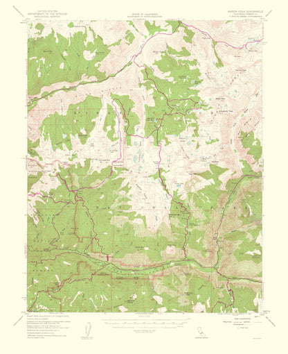 Topographical Map - Marion Peak California Quad - USGS 1953 - 23 x 28.22 - Vintage Wall Art