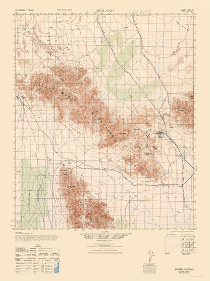 Topographical Map - Midland Sheet - US Army 1945 - 23 x 30.79 - Vintage Wall Art