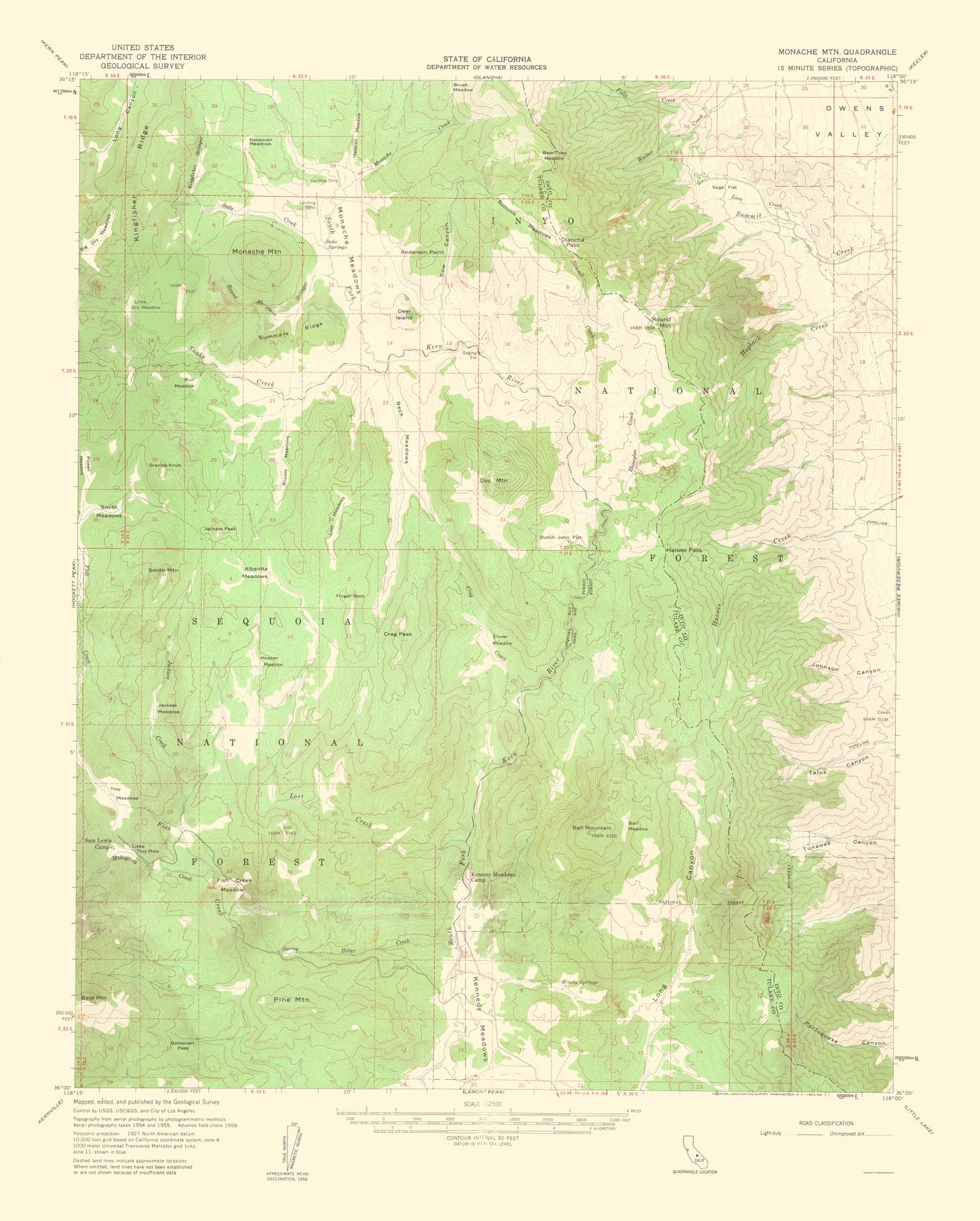 Topographical Map - Mountain California Quad - USGS 1963 - 23 x 28.64 - Vintage Wall Art