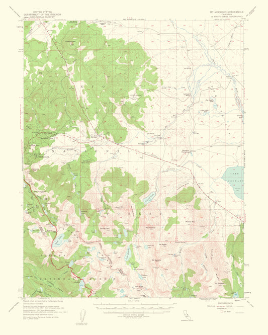 Topographical Map - Mt Morrison California Quad - USGS 1963 - 23 x 28.73 - Vintage Wall Art