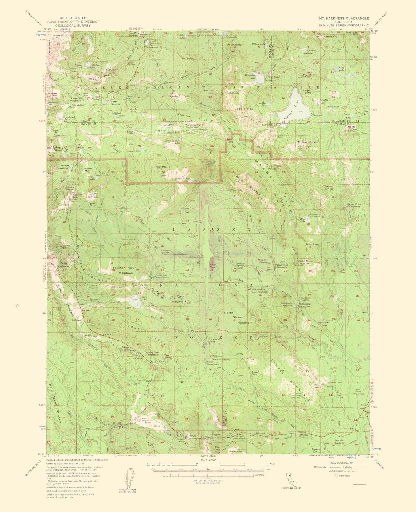 Topographical Map - Mt Harkness California Quad - USGS 1953 - 23 x 28.28 - Vintage Wall Art