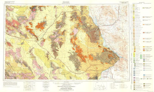 Historic Mine Map - Needles California Mines Sheet - Bishop 1957 - 38.28 x 23 - Vintage Wall Art