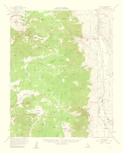 Topographical Map - Olancha California Quad - USGS 1963 - 23 x 28.67 - Vintage Wall Art