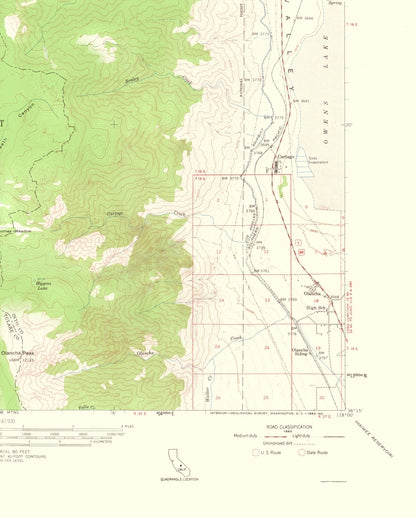 Topographical Map - Olancha California Quad - USGS 1963 - 23 x 28.67 - Vintage Wall Art