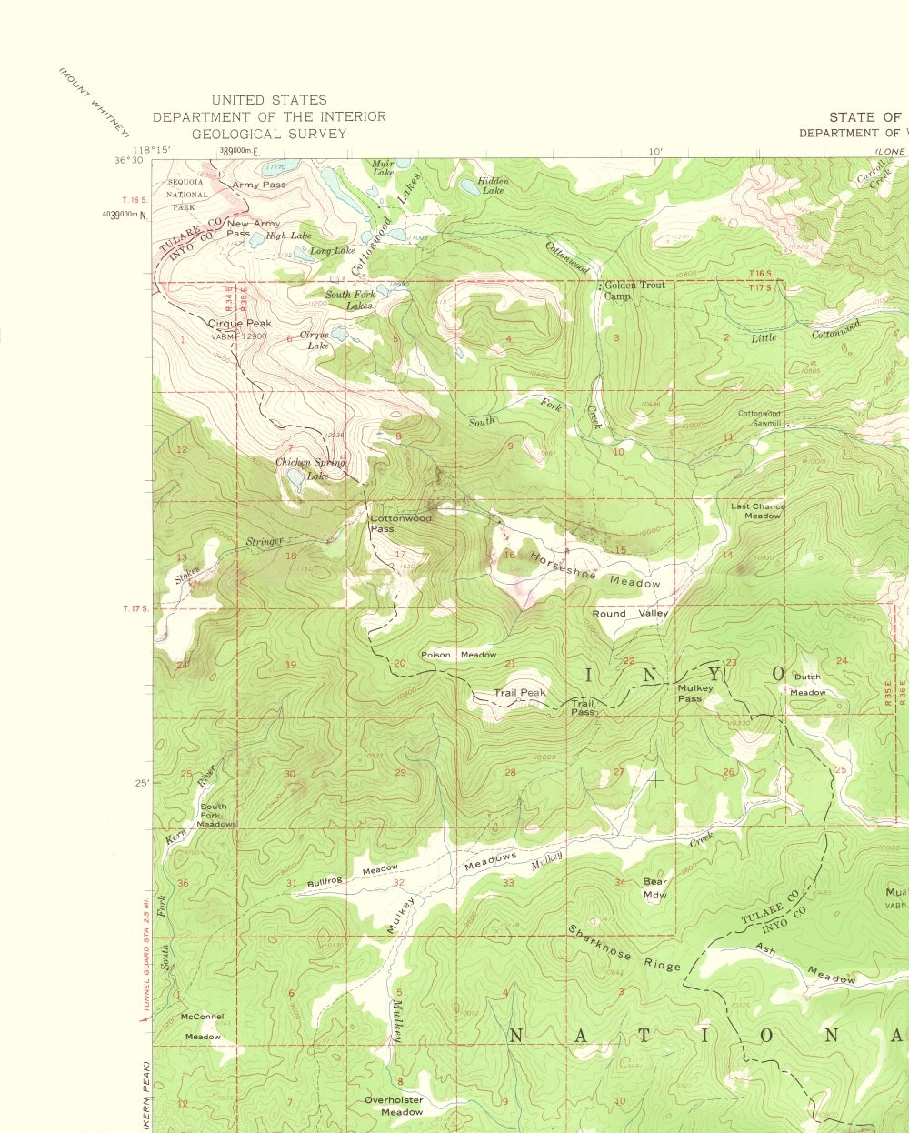 Topographical Map - Olancha California Quad - USGS 1963 - 23 x 28.67 - Vintage Wall Art