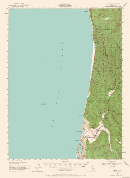 Topographical Map - Orick California Quad - USGS 1952 - 23 x 31.30 - Vintage Wall Art