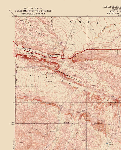 Topographical Map - Palmdale California Quad - USGS 1937 - 23 x 28.59 - Vintage Wall Art