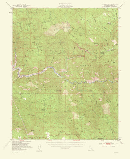 Topographical Map - Mt Patterson California Quad - USGS 1956 - 23 x 28.21 - Vintage Wall Art