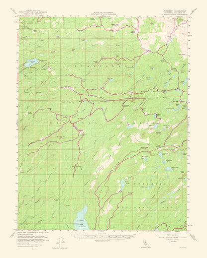 Topographical Map - Pinecrest California Quad - USGS 1964 - 23 x 28.75 - Vintage Wall Art