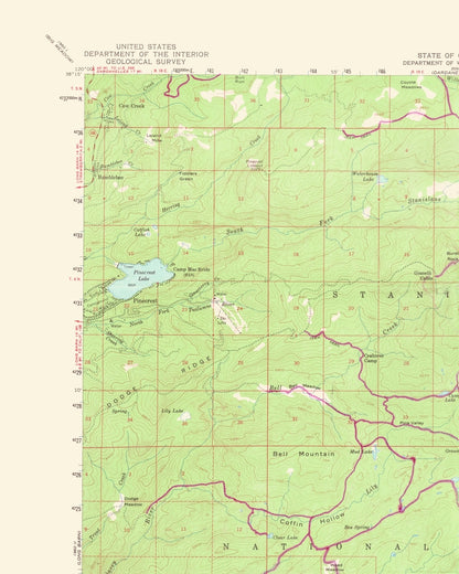 Topographical Map - Pinecrest California Quad - USGS 1964 - 23 x 28.75 - Vintage Wall Art