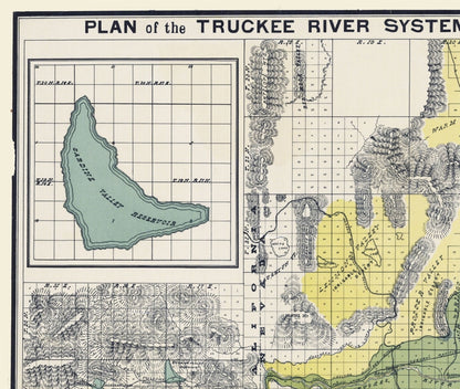 Historic Nautical Map - Truckee River System - Newlands 1890 - 27.19 x 23 - Vintage Wall Art
