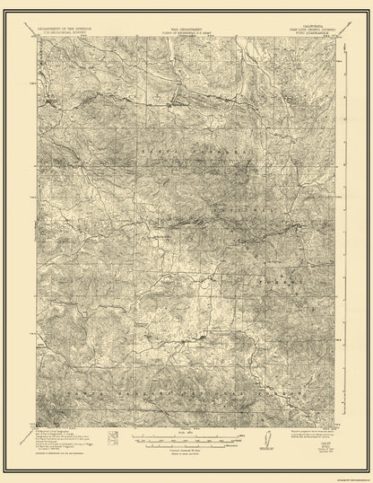 Topographical Map - Pozo California Quad - USGS 1922 - 23 x 29.76 - Vintage Wall Art