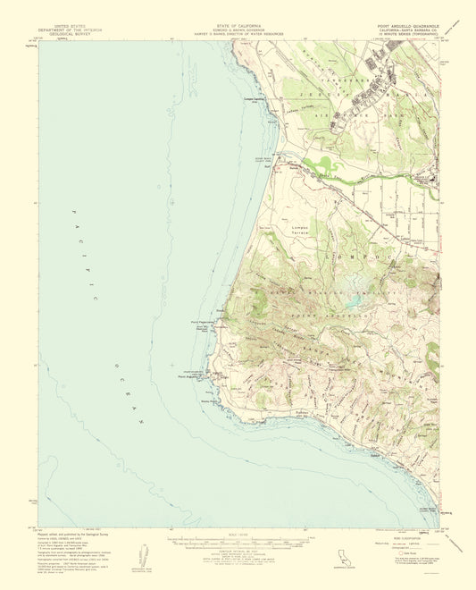 Topographical Map - Point Arguello California Quad - USGS 1956 - 23 x 28.46 - Vintage Wall Art