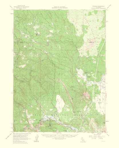 Topographical Map - Pondosa California Quad - USGS 1956 - 23 x 28.54 - Vintage Wall Art