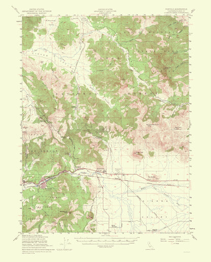 Topographical Map - Portola California Quad - USGS 1956 - 23 x 28.49 - Vintage Wall Art