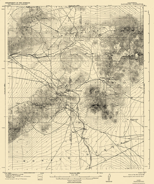 Topographical Map - Randsburg California Quad - USGS 1912 - 23 x 27.63 - Vintage Wall Art