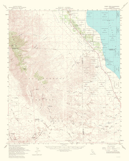 Topographical Map - Rabbit Peak California Quad - USGS 1956 - 23 x 28.65 - Vintage Wall Art