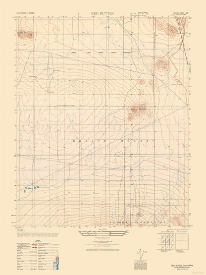 Topographical Map - Red Buttes Sheet - US Army 1947 - 23 x 30.70 - Vintage Wall Art