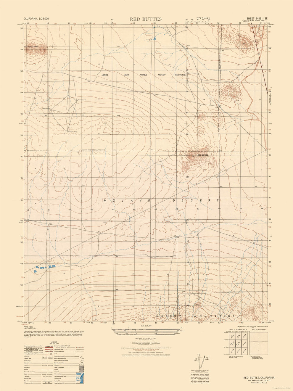 Topographical Map - Red Buttes Sheet - US Army 1947 - Vintage Wall Art ...