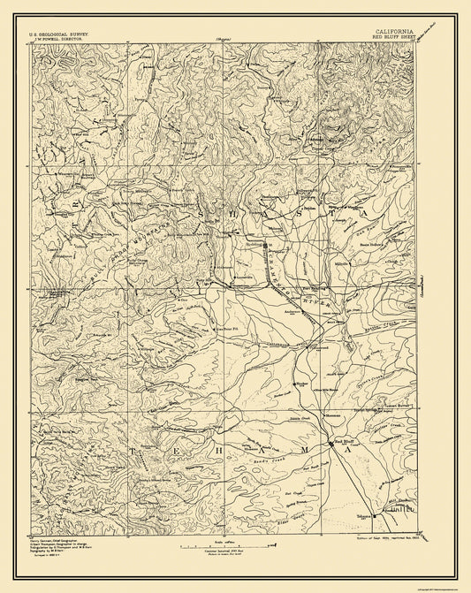 Topographical Map - Red Bluff California Sheet - USGS 1894 - 23 x 28.94 - Vintage Wall Art