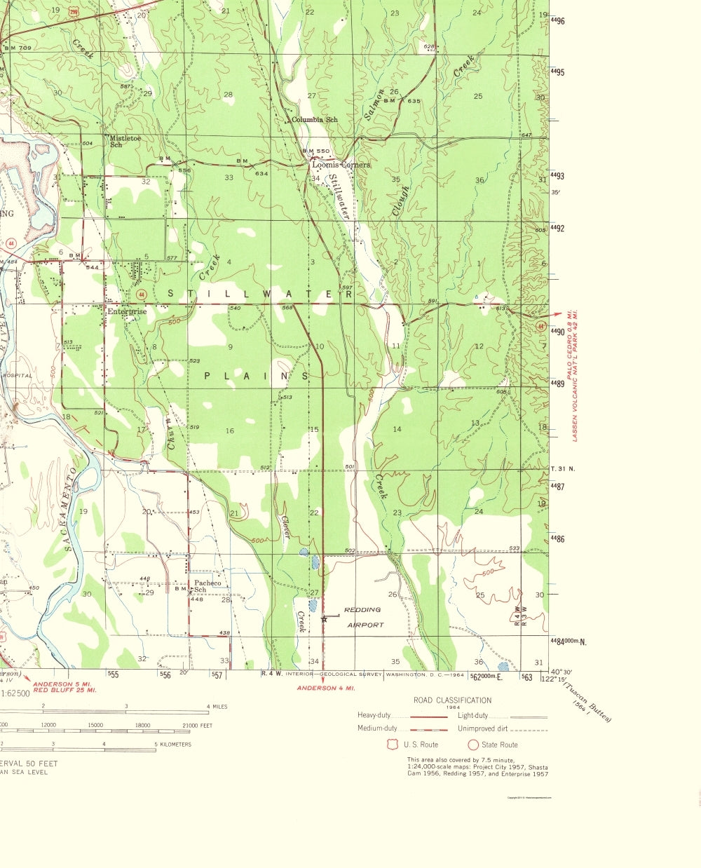 Topographical Map - Redding California Quad - USGS 1956 - 23 x 28.49 - Vintage Wall Art