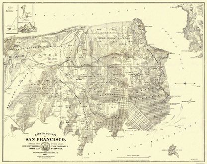 Historic City Map - San Francisco California - Langley 1861 - 28.94 x 23 - Vintage Wall Art