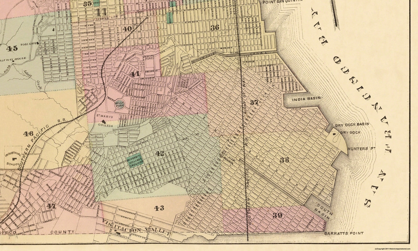 Historic City Map - San Francisco California - Humpfreys 1876 - 38.25 x 23 - Vintage Wall Art