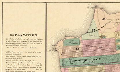 Historic City Map - San Francisco California - Humpfreys 1876 - 38.25 x 23 - Vintage Wall Art