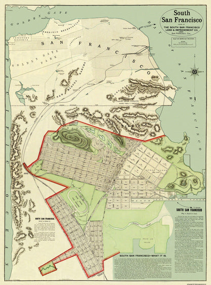 Historic City Map - San Francisco South California - Rand McNally 1890 - 23 x 31.13 - Vintage Wall Art