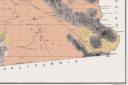 Historic County Map - San Diego County California - Hanks 1886 - 34.38 x 23 - Vintage Wall Art